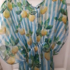 Westloop Blouse Sz OS. Blue, gold/yellow, green